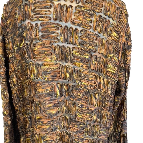Chico's 100% silk Textured Brown Semi Sheer Open Cardigan Jacket - Picture 10 of 10